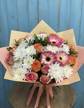 Букет цветов из:  Розы, Герберы и Хризантемы в Городце