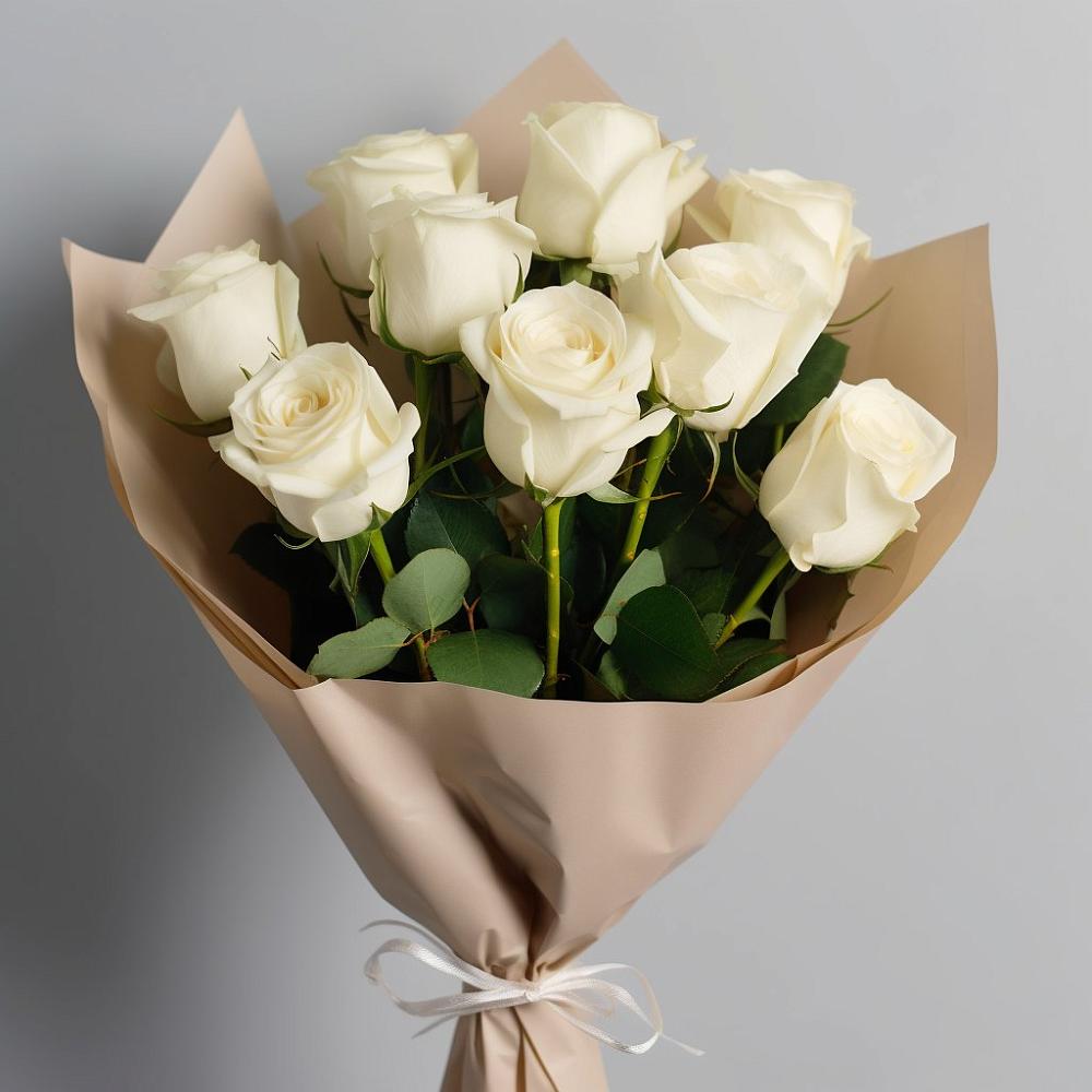 Букет 9 Белых роз Эдлесс Лав в Городце