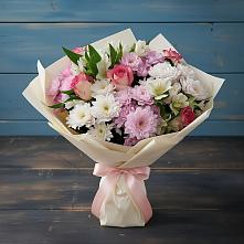 Букет цветов из:  Хризантемы, Альстромерии и Розы в Городце